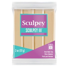 Polyform Sculpey III Polymer Oven-Bake Clay, Tan, Non Toxic, 2 oz. bar, Great for modeling, sculpting, holiday, DIY, mixed media and school projects.Great for kids & beginners!