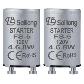Saillong 2 Pack Upgraded Aluminum Housing Fluorescent Starter with 4-40W Preheat Lamps, CE Certified Fluorescent Tube Neon Starter Use in 110-130V (Compatible with FS-5)