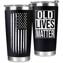 VIWIS Old Lives Matter Tumbler 20oz - Gag Birthday Gifts For Men, Father, Dad, Grandpa From Daughter/Son - Unique Cool Old Man Gifts, Guy Gifts For Dad, Friend - Funny Retirement Gifts For Men