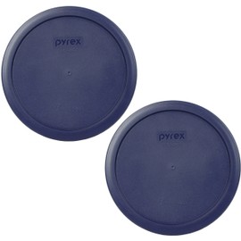 Pyrex 7402-PC Dark Blue 6/7-Cup Round Plastic Food Storage Lids, Made in USA - Original Genuine Pyrex Lids - 2 Pack