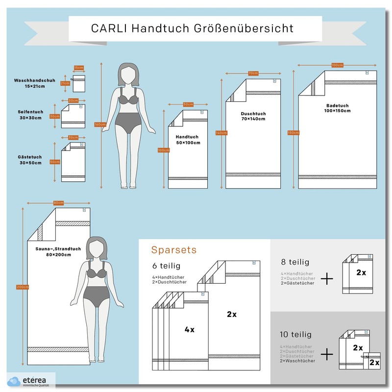 Etérea Carli Hand Towels, Single + Set + Bath Mat,