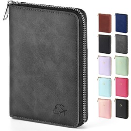 Forvencer - Funda para pasaporte con cierre de cierre seguro, portafolios de pasaporte premium para viajes, bonita funda para tarjetas de bloqueo RFID, accesorios de viaje impermeables para hombres y