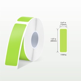 SUPVAN SUPVAN E10/16 Etikettenband - Thermo-Mehrzweck-Etiketten für Haus, Schule, Büro, 12 mm x 40mm, 170 Etiketten/Rolle (grün)