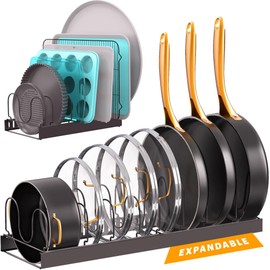 Norcalway Adjustable Bakeware Pots and Pans Organizer Under Cabinet,11 Dividers Cookie Sheet Baking Pan Pot Lid Organizers