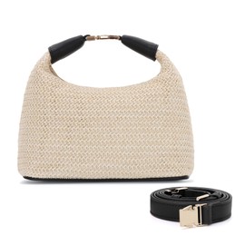Fecialy Straw Bag for Women Small Raffia Purses Summer Beach Crossbody Bag Vacation Straw Woven Handbag 2025, Black