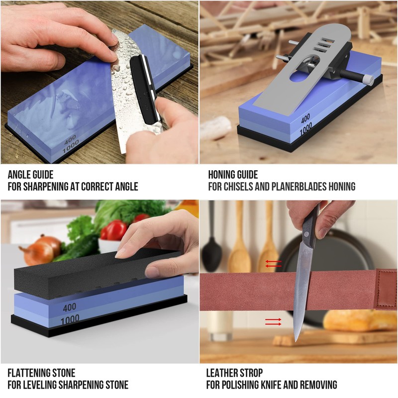 YeopAsda Knife Sharpening Stone Set - Premium 4 Side Grit