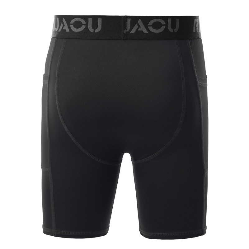RIKUAOU Youth Boys Compression Shorts with Side Pockets, Kids Athletic