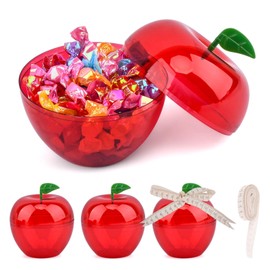 HINMAYGO 4Pcs Large Plastic Apple Containers, Plastic Apple Boxes, Apple Shaped Candy Toy Filling Containers Jar, Back To School Teacher Gift Apple Decor Boxes Appreciation Gifts Christmas Gift