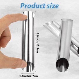 EATHEATY Cannoli Tubes 50 PCS Stainless Steel Cream Horn Tubes, 5 inch Cannoli Shells Non-stick Pastry Roll Horn for Cannoli Tubes Croissant Baking