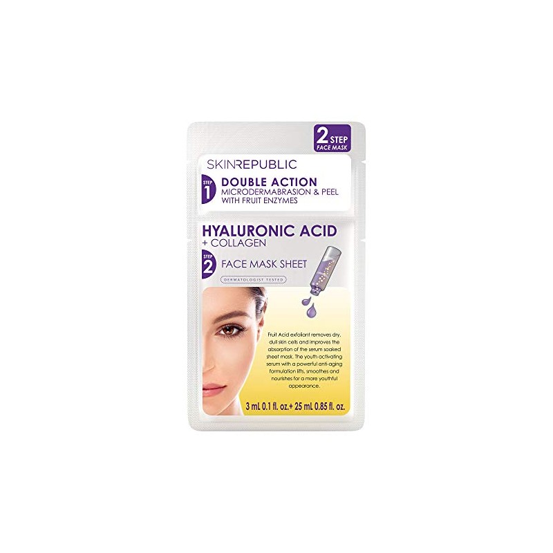 Skin Republic 2 Step Hyaluronic Acid & Collagen Face Mask