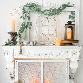 CQURE 24 Pack Eucalyptus Garland, Artificial Greenery Garland Faux Eucalyptus Leaves Table Garland Vines for Wedding Backdrop Fireplace Arch Door Wall Room Decor（168FT）