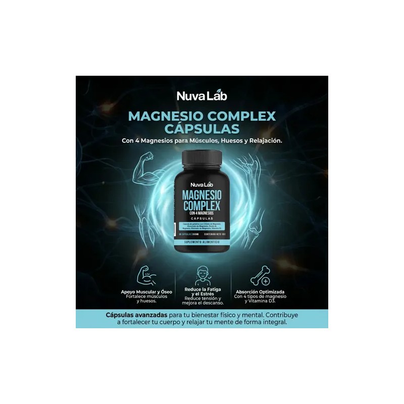 Magnesio Complex Con 4 Magnesios 610 Mg 180 Capsulas Nuvalab