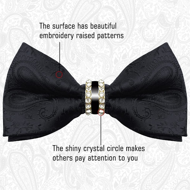 SwirlColor Bow Ties For Men Pre Tied Black Bow Tie