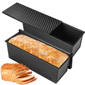 Spmarkt 2-Pack Black 13inch Pullman Loaf Pan with Lid, Premium Non-Stick Coating Bread Pan, PFTE and PFOA-Free, Safe and Healthy Baking for Homemade Bread with Family-sized Recipes