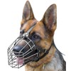 Dog Chrome Metal Muzzles Wire Basket Adjustable Leather Straps German