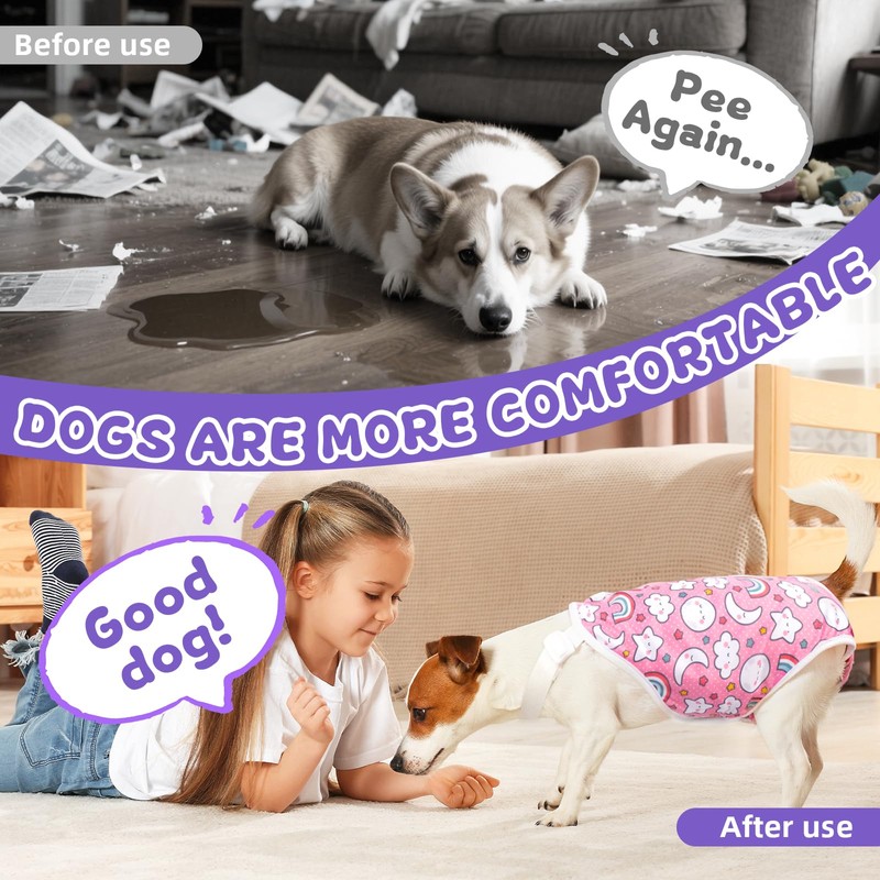 3Pcs Dog Period Pants Washable Dog Nappies Female for Season