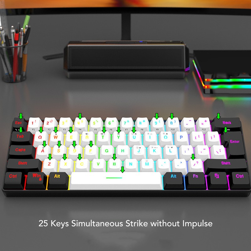 61 Key RGB Illuminated Keyboard with Mouse Multi Color LED