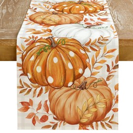 SlowTon Camino de Mesa de Otoño, Decoración de Mesa de Calabaza para Acción de Gracias, Hoja de Arce para Cocina, Casa de Granja, Chimenea, Comedor, Decoración del Hogar (Lunares)