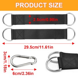 BHIPKOT Pack of 2 Hammock Attachment, Tree Swing Strap, Swing Suspension, Nylon Portable Swing Kit, Tear-Resistant Suspension Hanging Strap with 2 Carabiners and 2 D-Rings for Swing Hanging Chair