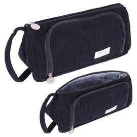 KATIMI Pencil Case Corduroy Fabric, Large Pencil Case, Pencil Case, Pencil Case, Girls Boys, Pencil Case for Girls, Teenagers, School, Office (Black)