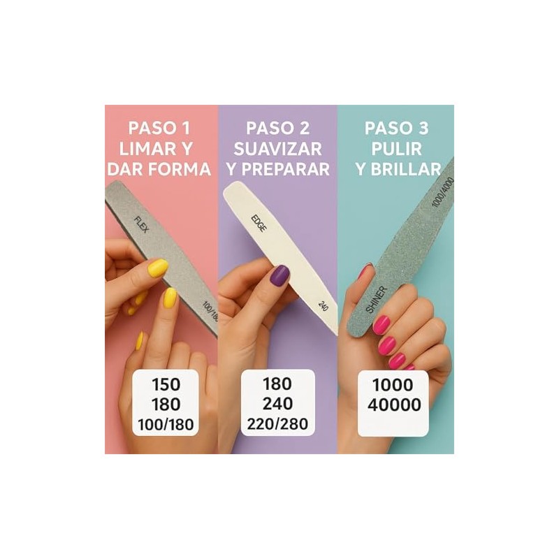 Set Profesional de 6 Limas para Uas Naturales o Acrlicas,