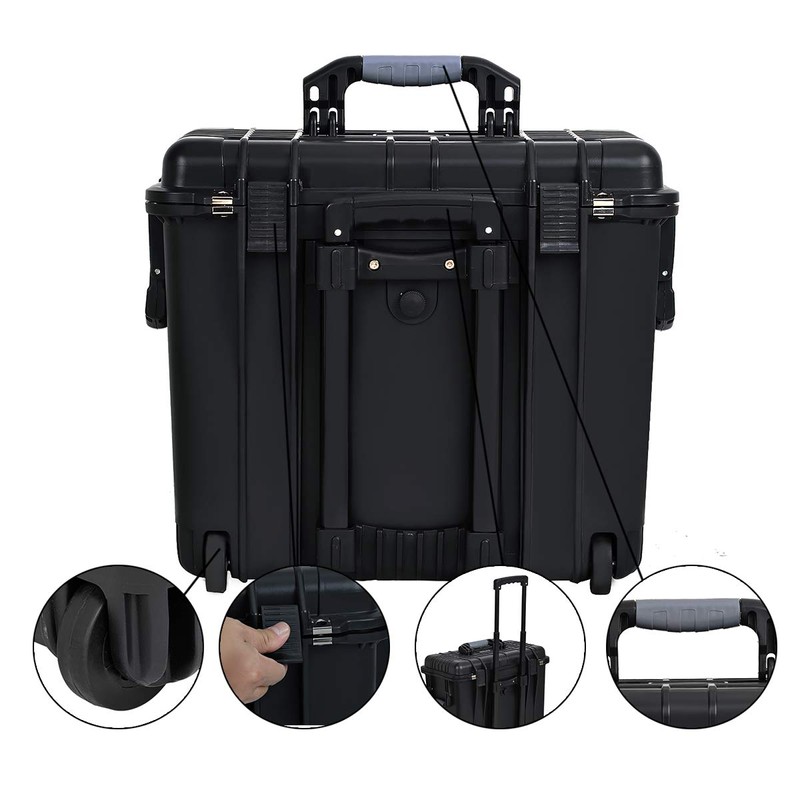 MEIJIA Waterproof Portable Equipment Hard Case With Retractable Pull Handle