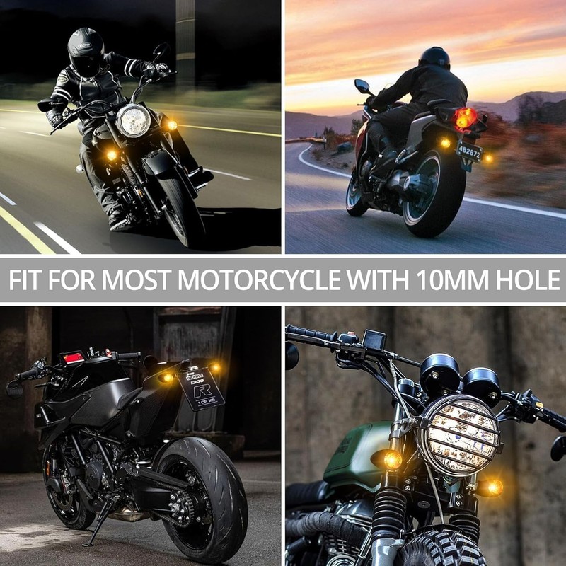 Justech 4 PCS Motorcycle Indicators Amber, Universal Turn Signal Lights