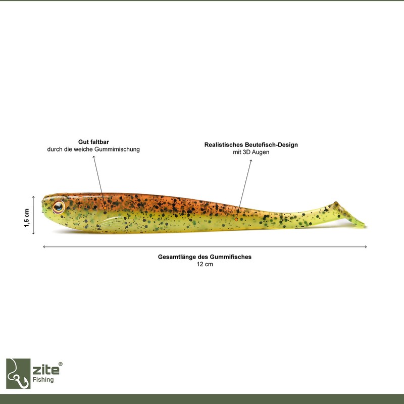 Zite Fishing Rubber Fish Zander Set - InZite Shad 12