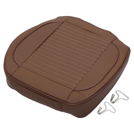Partuto 1 Pc 51x53cm Universal Car Seat Cushion - for Car Travel Driving Seat Protection Pad Cover Anti-Slip - Faux Leather Light Brown