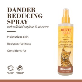 Burt's Bees for Pets Cat Natural Dander Reducing Spray with Colloidal Oat Flour & Aloe Vera | Cat Dander Spray, Cruelty Free, Sulfate & Paraben Free, pH Balanced for Cats - Made in USA, 10 oz, 2 Pack