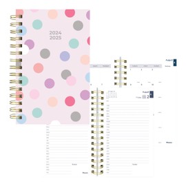 Blueline® Essential Academic Daily/Monthly Planner, August 2024 to July 2025, Gold Twin-Wire Binding, Poly Cover, 8" x 5", Geo Design, Polka Dot (CA214PH.03-25)