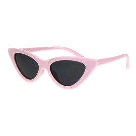 Girls Kid Size Mod Plastic Cat Eye Minimal Chic Retro Sunglasses (Pink Black)