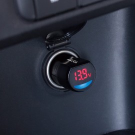 Tsuchiya Yac Car LED Voltage Checker, Black, Diameter 10 x Height 10 cm, ZE-50