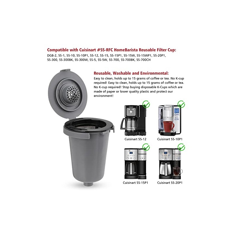 Reusable Filter Cup for Cuisinart, Compatible with Cuisinart #SS-RFC HomeBarista
