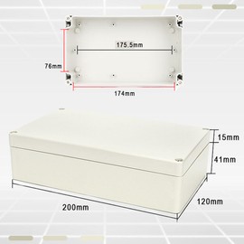 Voarge Junction Box, IP65 ABS Waterproof Junction Box, Connection Boxes, DIY Plastic Case Distribution Box for Indoor and Outdoor Electrics, Communication, Fire Extinguishing Devices (200 x 120 x 56