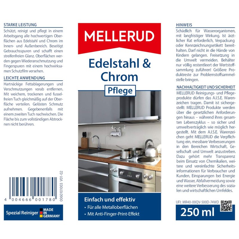 MELLERUD Stainless Steel and Chrome Care 2001001780 250 ml