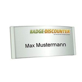 Name Badge PSG White, complete Kit for 10 professional name tags with magnet fixation (strong double magnet), name plate with perforated cardboard inserts and transparent protection inserts, with web-link for printing template, magnetic