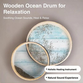 6/8/10/12 Inch Ocean Drum, 1/4 Counts Portable Sea Wave Drum For Meditation & Relaxation, Musical Sound Healing Instrument For Stress Relief:_wood color_15cm*1+25cm*1+30cm*1+20cm*1