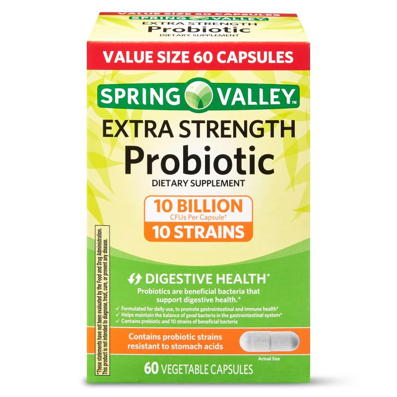 Spring Valley Extra Strength Probiotic Digsetive Capsules, 10 Billion CFU,