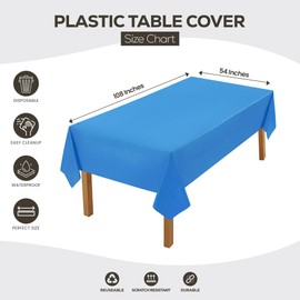 Utopia Kitchen 12 Pack Premium Blue Plastic Table Cloth, 54 x 108 Inch Disposable Tablecloth Rectangle Waterproof Table Cover