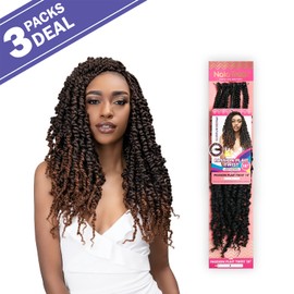 Janet Collection Crochet Braids Nala Tress Passion Plait Twist 18" (3-pack, OET1B/BURG)