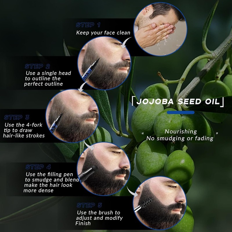 Noerrors Kit De Lápiz Para Barba, Lápiz Rellenador De Barba