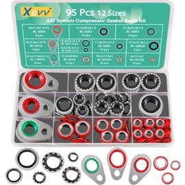 XBVV 95 PCS 12 Sizes Premium A/C Conditioning System Compressor Gasket Seal, Automotive Air Conditioning Compressor Port Seal Gasket Kit Bonded Gasket Seal Assortment Set