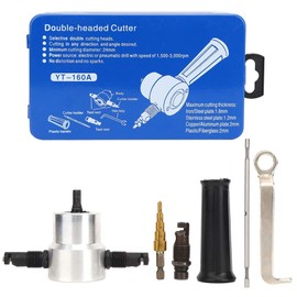 Metal Cutter, Double Head Metal Sheet Nibbler, Drill Attachment Car Repairing for Straight Cutting Car Maintenance Curve Cutting