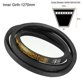 TA-VIGOR A50 Drive V-Belt 50" Inner Length 13mm Width 8mm Thick, Rubber Transmission Belt for Mower, Traction, Industrial Drive Systems