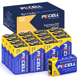 PKCELL 9V Battery Carbon Zinc for Smoke Detectors 6F22 Battery, 10-Year Shelf Life，Ultra Long-Lasting(16PCS)