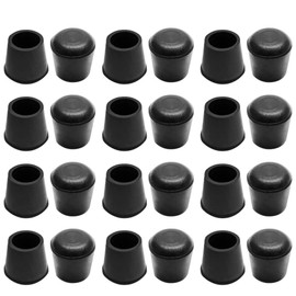 24pc Value Set Black 5/8” Round Rubber Chair Leg Tips Caps Floor Protectors Non-Slip Bar Stool Table Folding Chair End Cap Tip Replacement