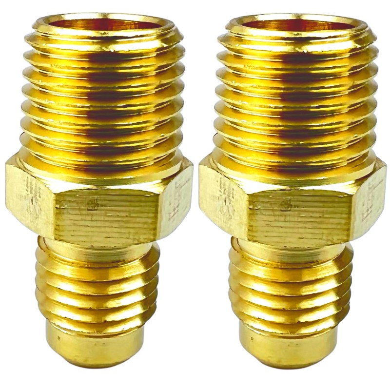 2PCS 1/4" Flare x 1/4" NPT Male Brass Couples Tube