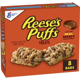 Reese's Puffs Cereal Bars 0.85 oz Pack of 8 Portable Snack for Kids and Adults