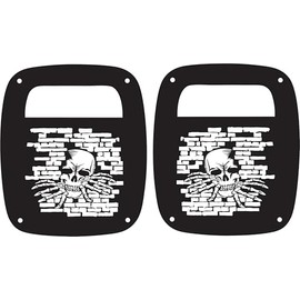 JeepTails Skull Breaking Wall Tail lamp Light Covers Compatible with Jeep CJ or YJ and TJ Wranglers Black Set of 2